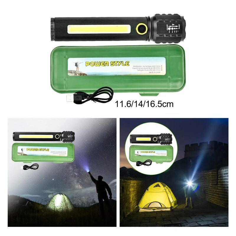 Linterna LED portátil de aleación de aluminio, luz de Camping recargable por USB, para trabajo, Camping, hogar, viaje al aire libre