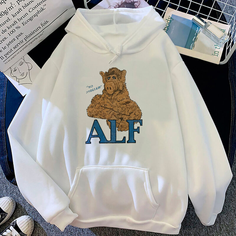 ALF hoodies ผู้หญิงสเวตเชิ้ตสวยงามเสื้ออะนิเมะวินเทจ