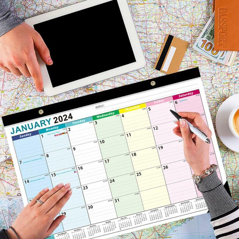 Kalender dinding, kalender organisasi tahan lama mudah dibaca 18 bulan kalender dinding Desktop untuk 2024.1 bahasa Inggris 2025.6