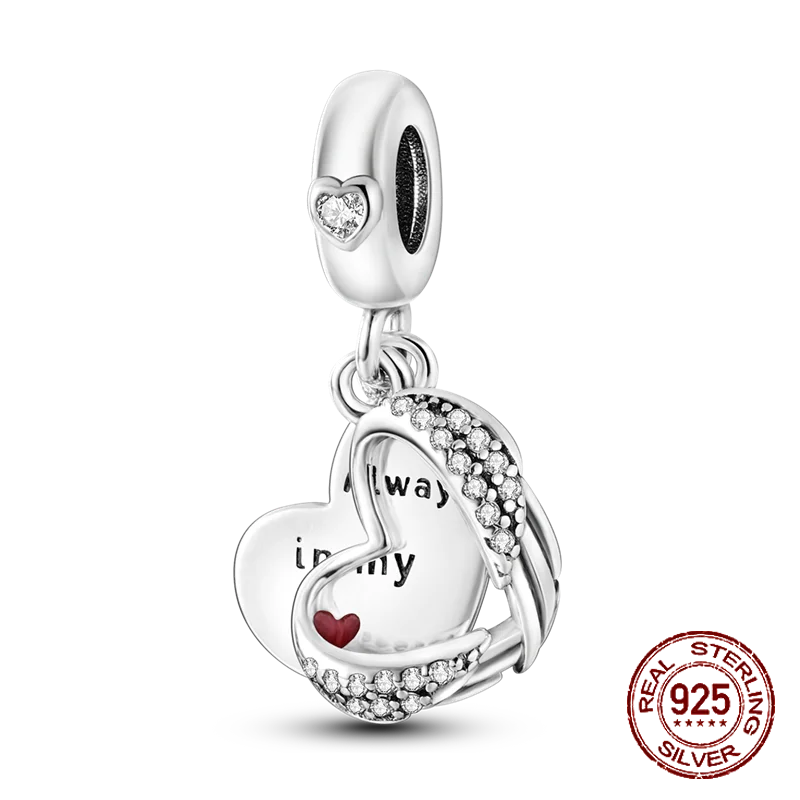 Colgante de Plata de Ley 925 con forma de corazón y mamá para mujer, abalorio de atrapasueños, compatible con pulsera Pandora Original, joyería artesanal
