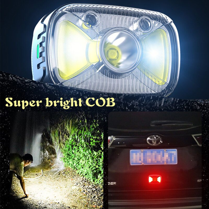 Super Bright LED Sensor Hedlamp USB Rechargeable Headlight Built-in Battery Front Head Flashlight Outdoor Fishing Induction Lamp