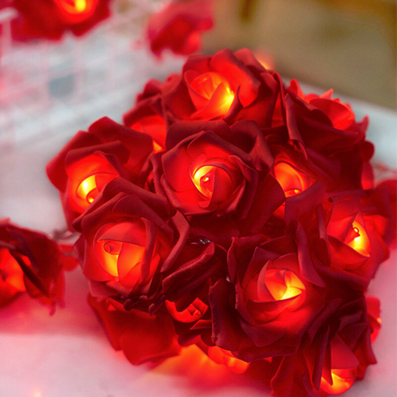 Guirnalda de luces LED Rosa Flowe, decoración de cumpleaños, boda, regalo del Día de San Valentín, decoración de árbol de Navidad para el hogar al aire libre