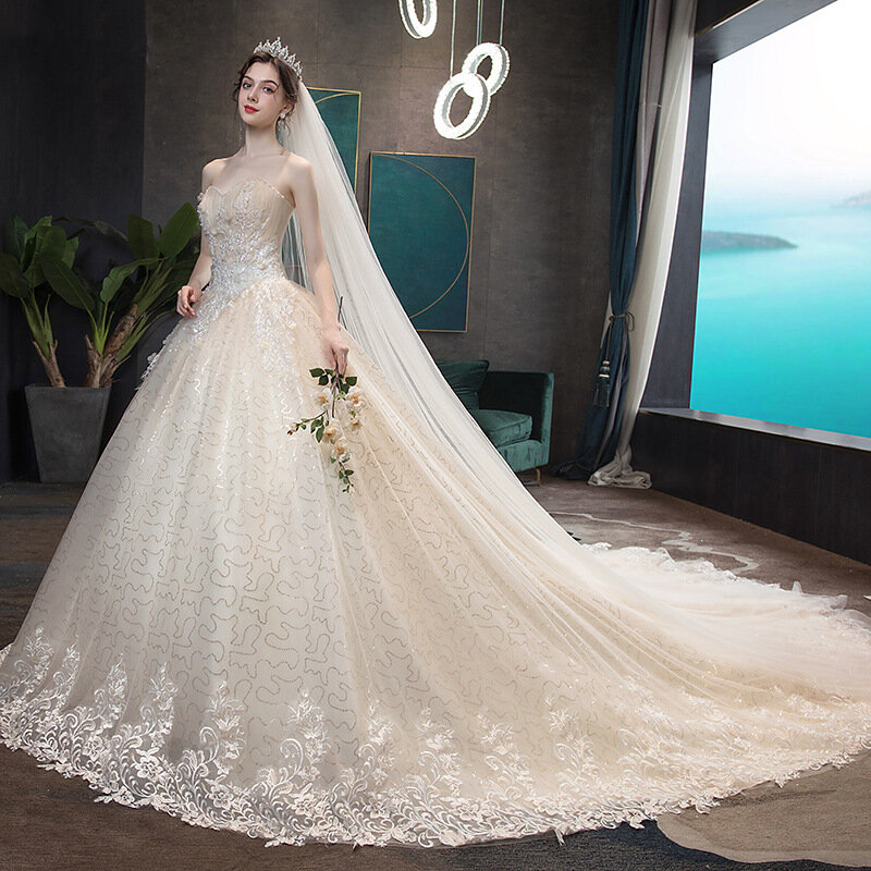 Новинка 2024, женское элегантное свадебное платье, облегающее простое и просторное свадебное платье в лесном стиле