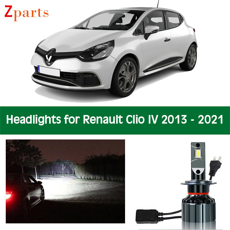 Faro delantero de coche para Renault Clio IV, Bombilla de 4 LED, luz de cruce, luz de carretera, Canbus, blanco brillante, accesorios de luces automáticas, 2013 - 2021