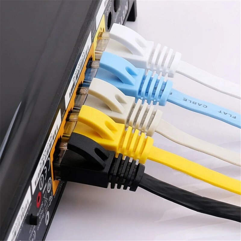 CAT6 płaski kabel ethernet przewód lan RJ45 kabel sieciowy kabel sieciowy ethernet do routera komputerowego Laptop 0.5 M/1 M/2 M/3 M/5 M/8 M długość