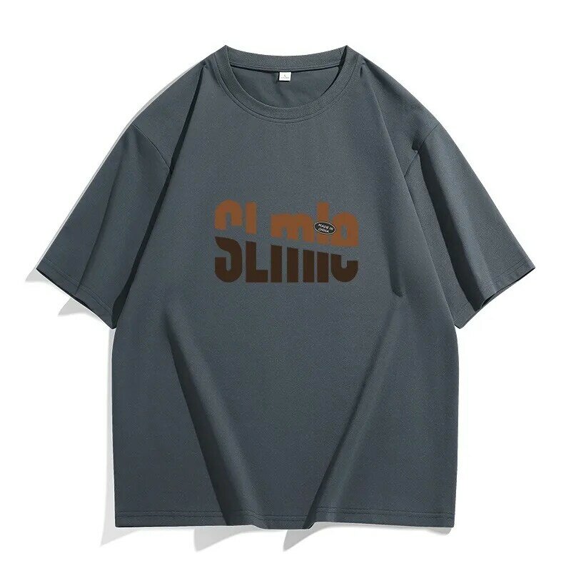 Camiseta de manga corta con estampado de letras de High Street americano, Top informal holgado de cuello redondo a la moda, novedad de verano 2024