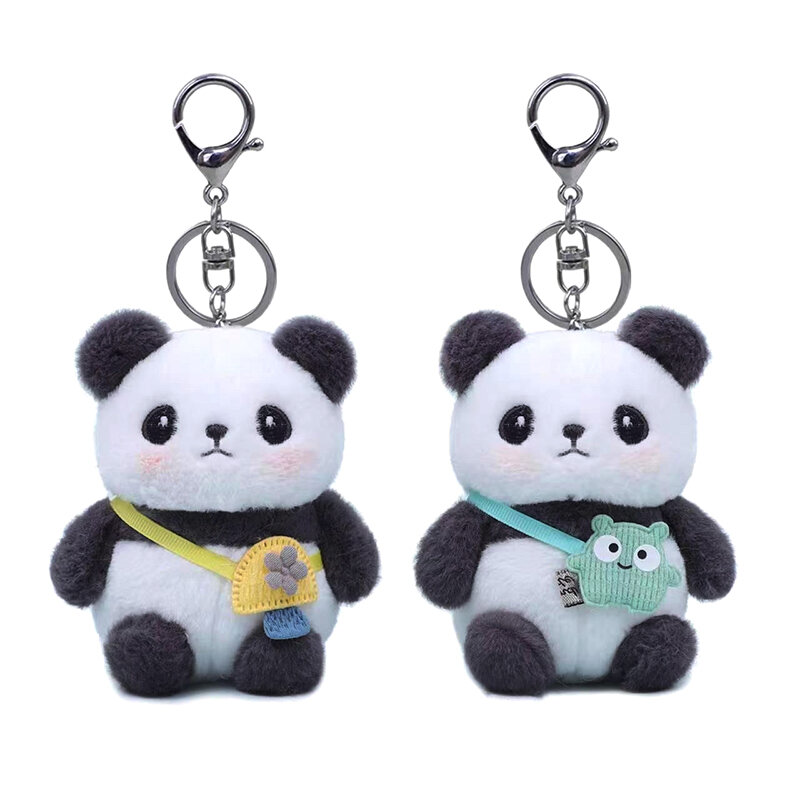 11cm kawaii Panda Anhänger Schlüssel anhänger Plüsch Spielzeug Puppe Anhänger Tasche Dekoration Spielzeug hängen Ornament Schlüssel ring Geschenk für Kinder Kinder