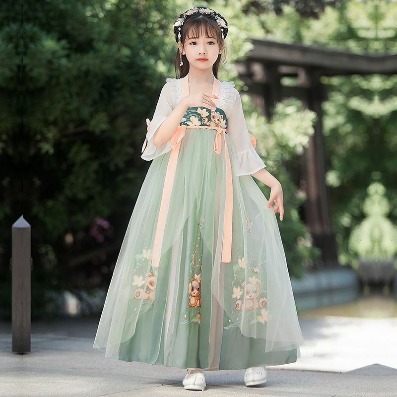 New Girls Hanfu Dress Traditional Chinese Cloth Outfit Ancient Folk Dance Stage Costumes Oriental Kids Fairy Princess Cosplay