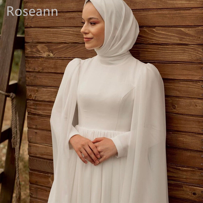 Мусульманское свадебное платье с высоким воротником, атласное платье на пуговицах, новый дизайн, свадебное платье до пола, платье со шлейфом