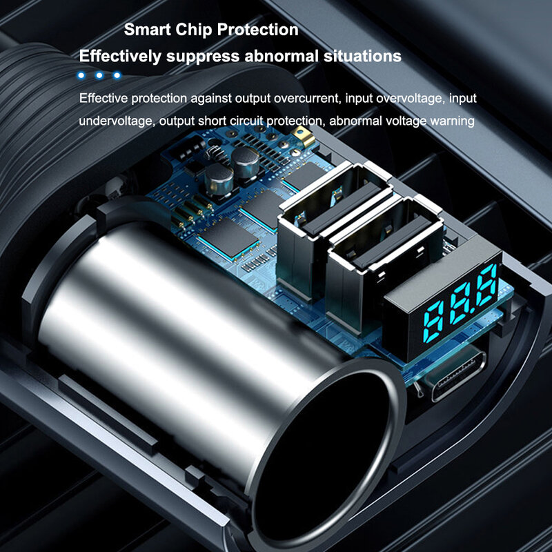 166W Car Charger ซ็อกเก็ตบุหรี่ Super Fast Charge 66W Type-C PD20W USB Charge3.0 18W สำหรับ HUAWEI IPhone Samsung OPPO Vivo