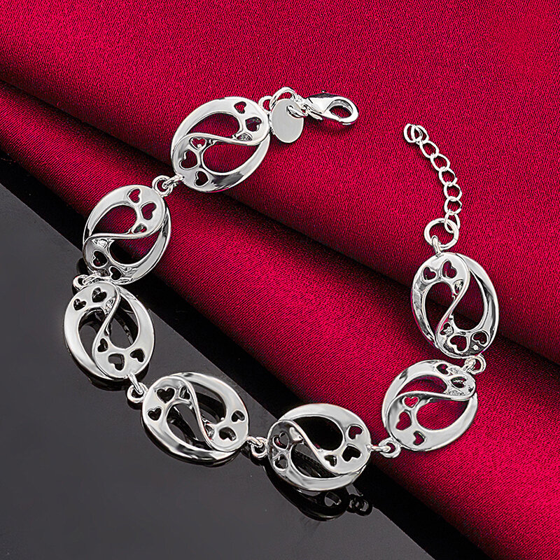 ALITREE 925 Sterling srebrne dla zakochanych bransoletka z serduszkiem dla kobiet łańcuszek akcesoria ślubne akcesoria imprezowe modne na urodziny urok biżuterii