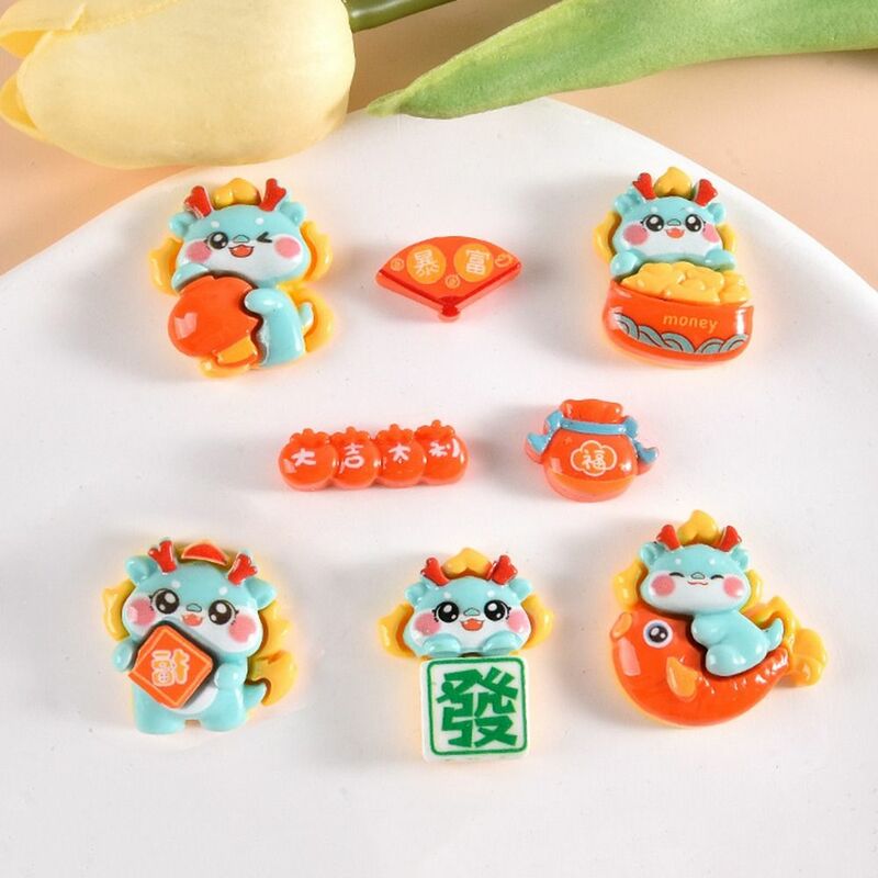 New Years Cartoon Resin Miniatures Dragon DIY Craft Scrapbook Phone Shell Patch Brooch Food Toys Accessories
