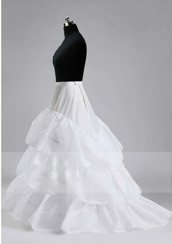 أبيض 3 هوب ذيل شابيل فستان الزفاف الترويجي كرينولين ثوب نسائي زلات