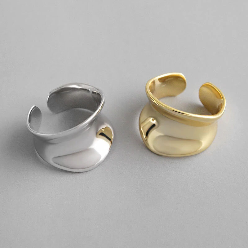 Anelli in argento Sterling 925 per le donne scavano gli anelli di apertura ridimensionabili alla moda femminile di personalità del temperamento Color oro