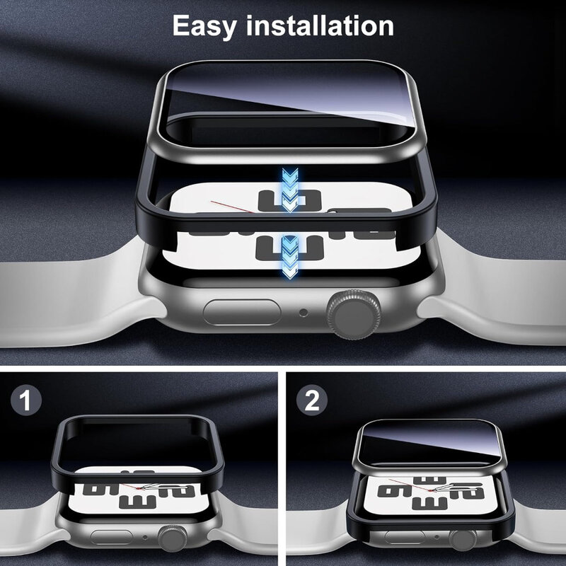 Cristal templado para Apple Watch, 2 piezas, película protectora de pantalla para iWatch 9, 8, 7, 6, 5, 4 SE, 45mm, 41mm, 44mm, 40mm, accesorios antiarañazos