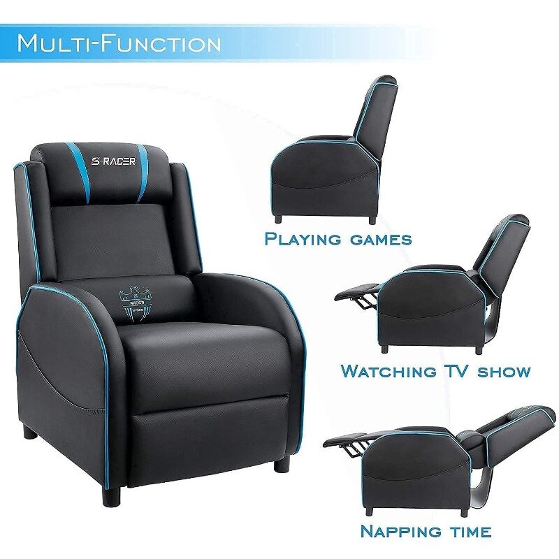 Homall-silla reclinable de cuero para sala de estar, Sillón de masaje para juegos, estilo de carreras, sillón reclinable individual, cómodo y ergonómico