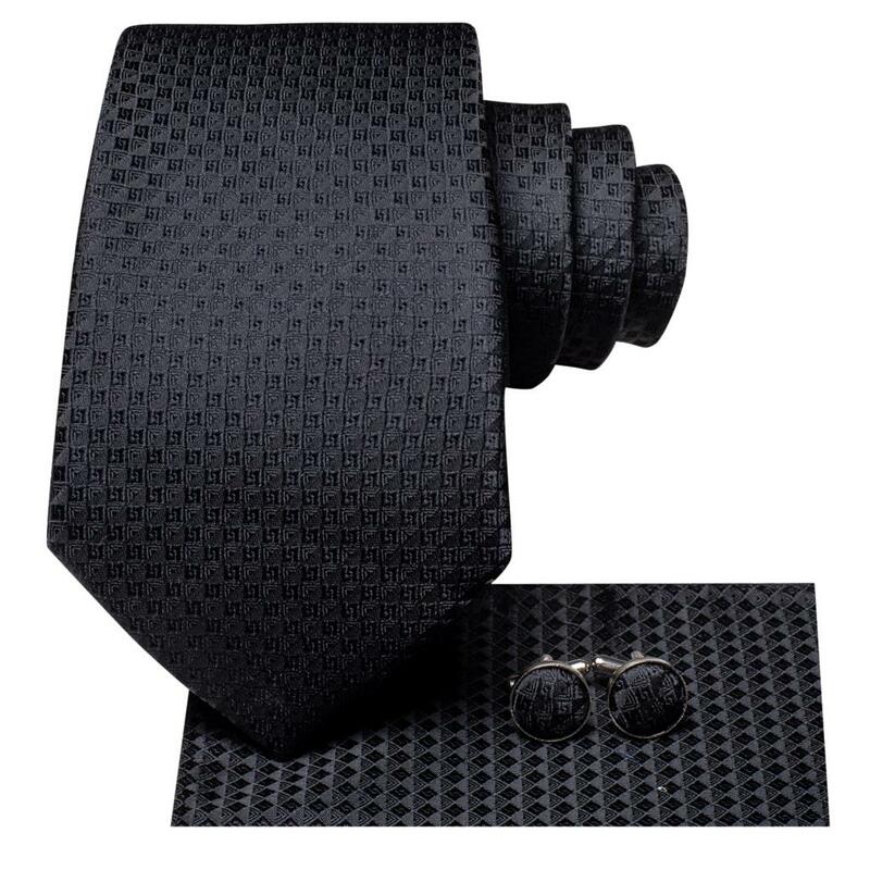 Klassische schwarze karierte solide 2022 neue Mode Marke Krawatten für Männer Hochzeit Party Krawatte Set Taschentuch Manschetten knöpfe Geschenk Großhandel
