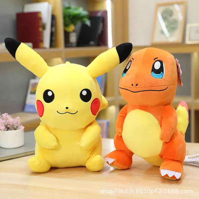 Pokémon Pikachu Plush Doll Toy para Crianças, Squirtle, Charmander, Bulbasaur, Psyduck, Brinquedos de pelúcia, Cartoon Keychain, Natal, presente de aniversário