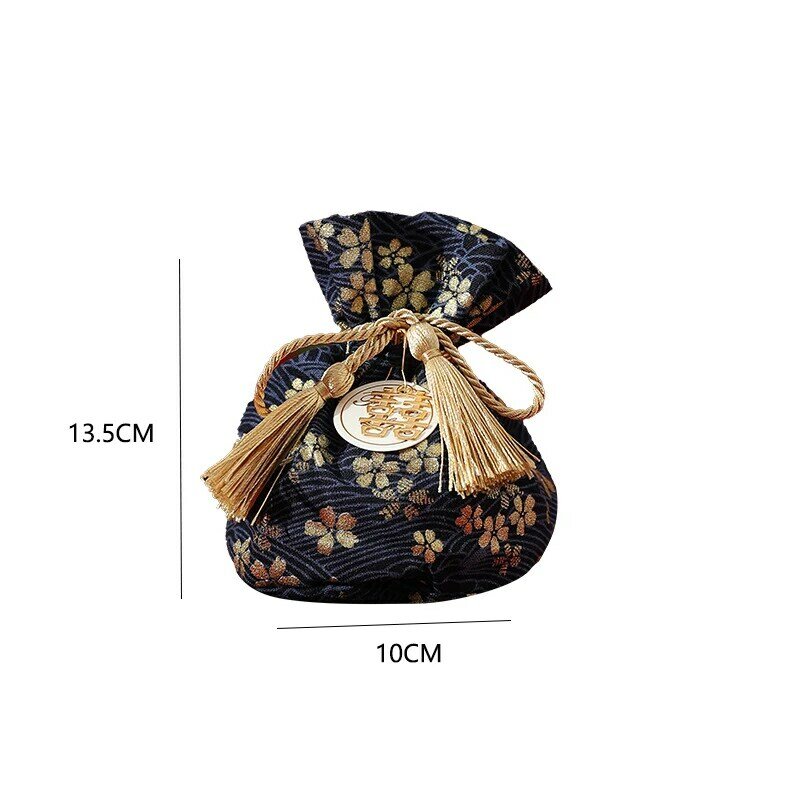 Candy Gift Bag for Wedding Guests Chinese Traditional Wedding Gift Bag Red Flannel Velvet Fabric Material Drawstring Package Bag