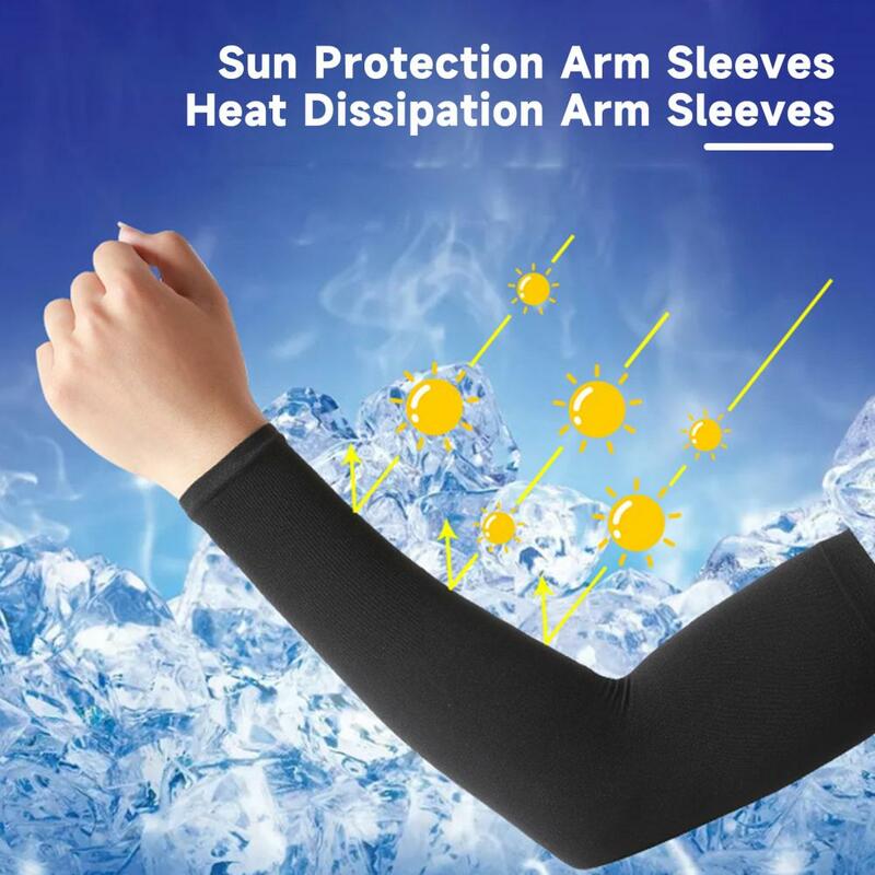 Lengan pelindung matahari uniseks, 1 pasang lengan sutra es tipis Anti-UV menutupi pelindung matahari bernapas bersepeda luar ruangan memancing lengan pendingin