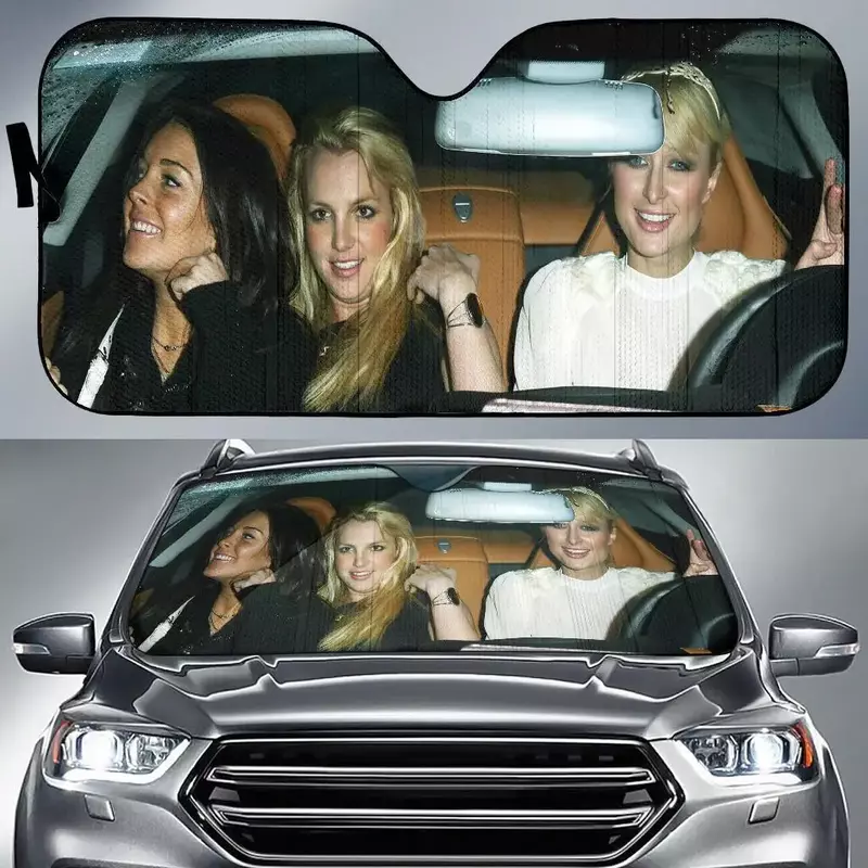 Carro Sun Sombra com o personagem do filme, pára-sol personalizado, Paris, Hilton, Linsay, Lohan, Britney, Spears