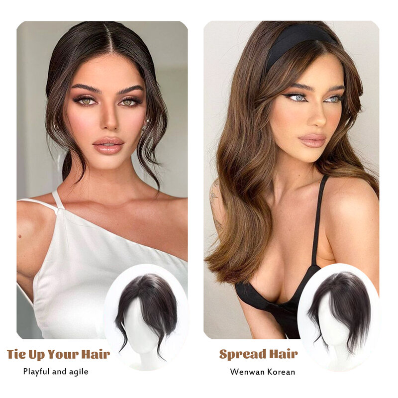 Synthetic Topper Hairpiece Clip-In Bang Extension Middle Part Fake Bangs Fringe Natural Invisible Clourse Hairpiece Women
