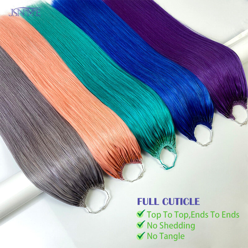 Farbe Double Stick Micro Ring Haar verlängerungen blau lila rosa grau 613 Farbe 20 "Zoll 100% menschliche Haarfarbe für Frauen