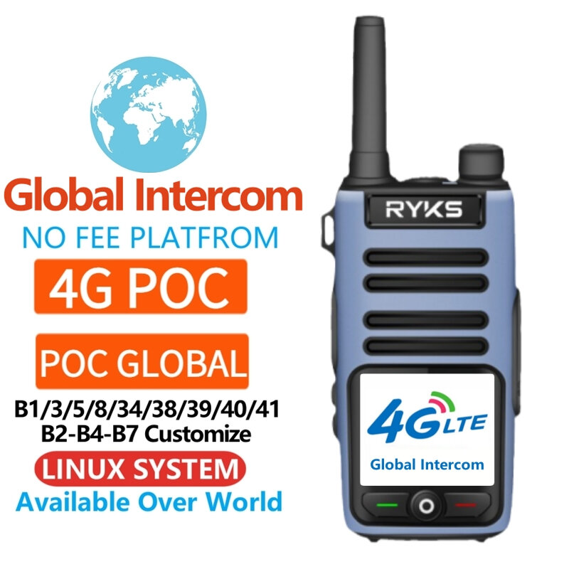 جهاز اتصال لاسلكي عالي التردد مع ميكروفون ، صغير ، مكالمة لمسافات طويلة ، 4G ، هاتف PTT ، بالغ