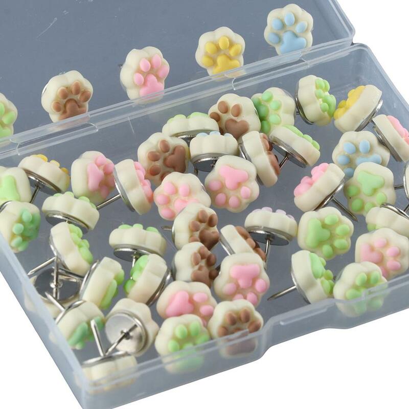 Paw Print Cat Paw Push Pins 50 Pieces Plastic Steel Nail Cork Board Accessories Binding Supplies Home