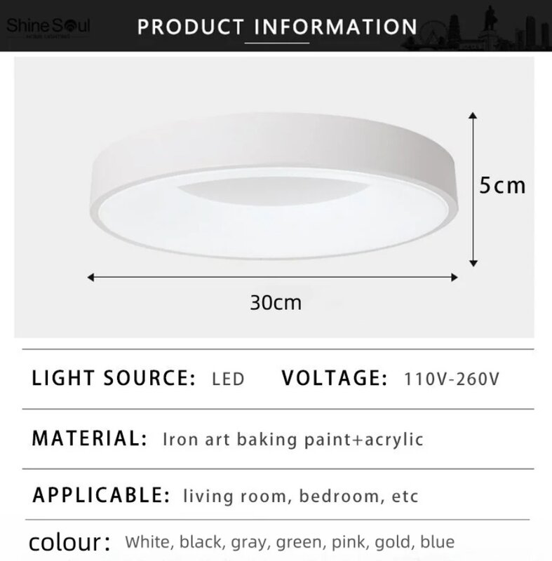 Plafoniera a LED Nordic Macaron circolare 110V-260V dimmerabile camera da letto corridoio studio balcone camera dei bambini luce domestica