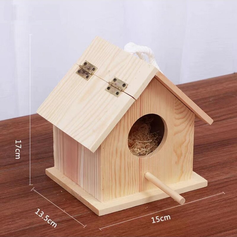Nido de Pájaro de juguete, caja de cría cálida, nido colgante de madera maciza para exteriores, casa de pájaros, Nido de Pájaro para mascotas