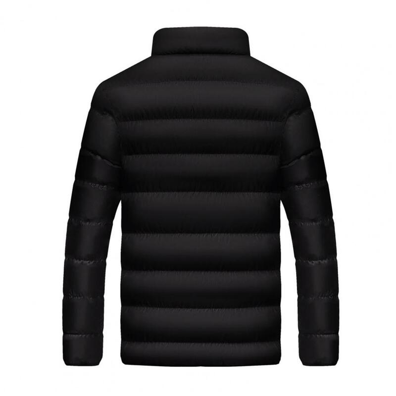 Jaqueta de algodão masculina com bolso com zíper, estilo solto, casaco versátil, outwear casual, cor de contraste, roupas masculinas, curto, outono, inverno