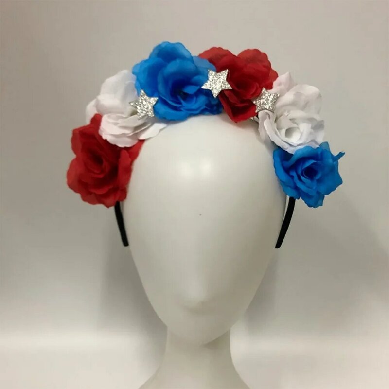 Prop Festival Party Red White + Blue Union Jack Flower Headband King Charles Coronation Flower Crown