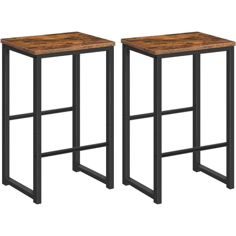 Stołki barowe HOOBRO, zestaw 2 krzesła barowe z pedałami o różnej wysokości, 25, 6 Cal wysokości, czarna stal rama, do salonu, jadalni