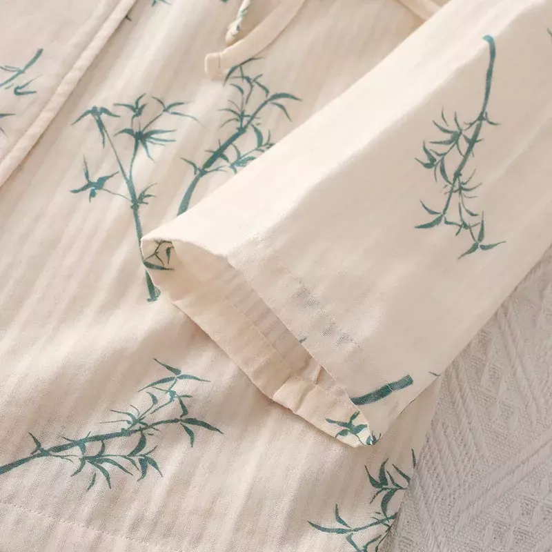 Double Gauze Cotton Pajamas Sets For Woman Princess Sleepwear Women's Home Wear Nightie Long Sleeve Floral Pyjama Set