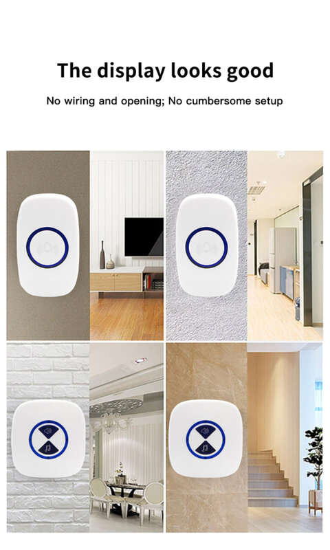 Intelligent 433mhz Wireless Doorbell Home Welcome Doorbell Waterproof 150m Remote Smart Door Bell Chime Caller EU Plug