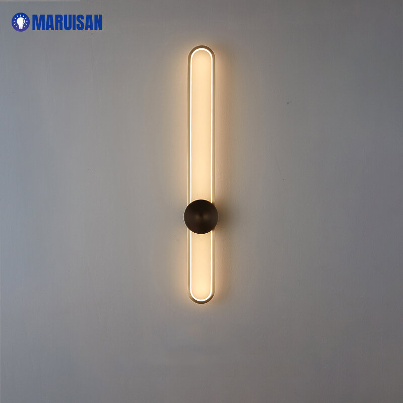 Modern Minimalis Lampu Dinding Panjang LED Latar Belakang Lampu Dinding Ruang Tamu Samping Tempat Tidur Aluminium Dalam Ruangan Pencahayaan Tempat Lilin Warna Emas Hitam