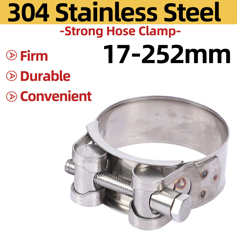 304 Stainless Steel Water Pipe Clamp, Fortalece a mangueira estilo europeu, Escape Circular, Air Sealing Clip, 1Pc