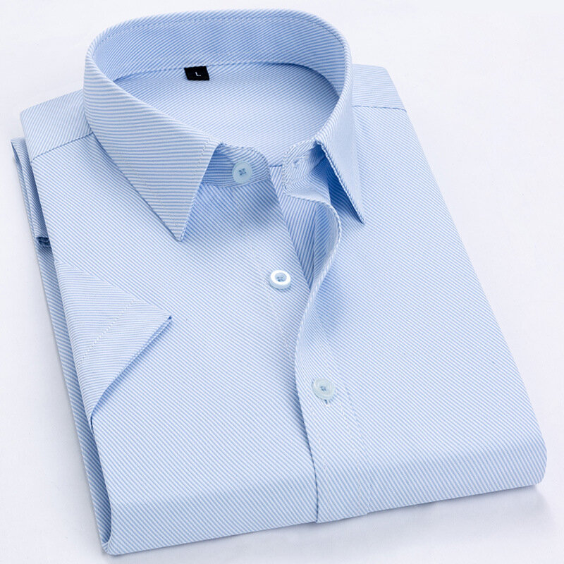 Camisa de manga larga P57 para hombre, ropa de negocios de alta gama, color sólido, manga corta, ropa profesional, ropa de trabajo, camisa blanca