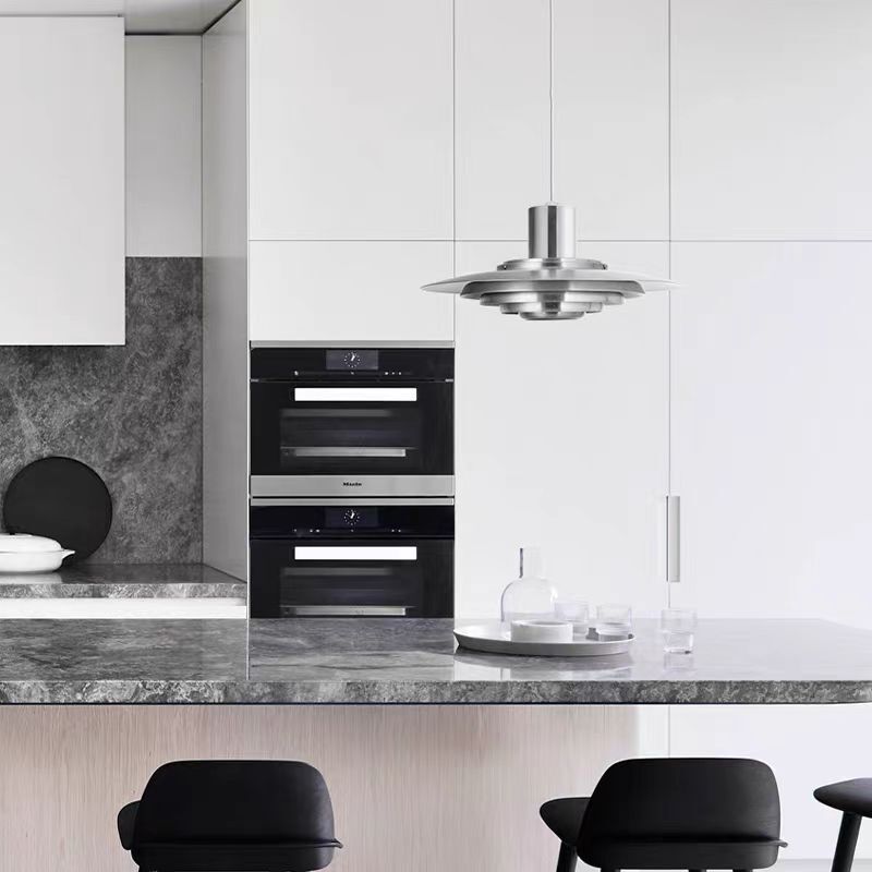 Lampadario moderno in alluminio di alta qualità con piattino volante argento spazzolato texture ristorante decorazione della casa personalità creativa led