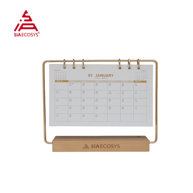 SiAECOSYS kalender meja 2024, kalender meja portabel kantor dengan kalender meja terbalik 12 bulan