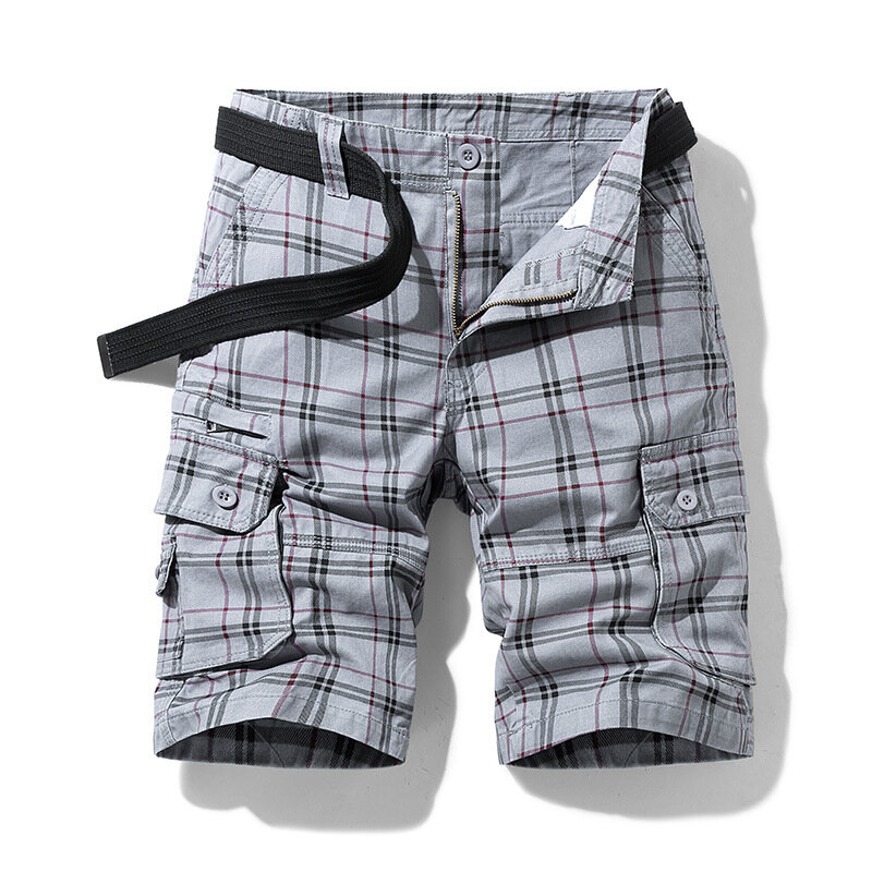 Pantalones cortos Cargo de algodón puro para hombre, ropa de calle informal con bolsillo, Bermudas con cordón, color negro y verde, 2023