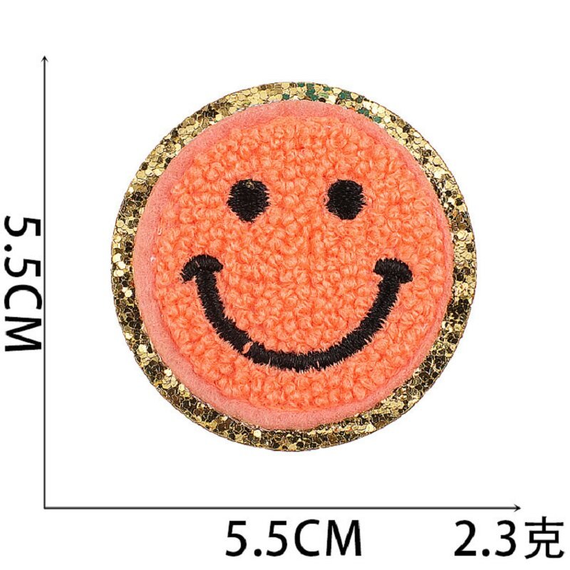 5.5cm Iron On Patch Chenille Embroidery Sticker Smile Pattern Patch for Costmetic bag Backpack Hat Bag T-shirt ect.