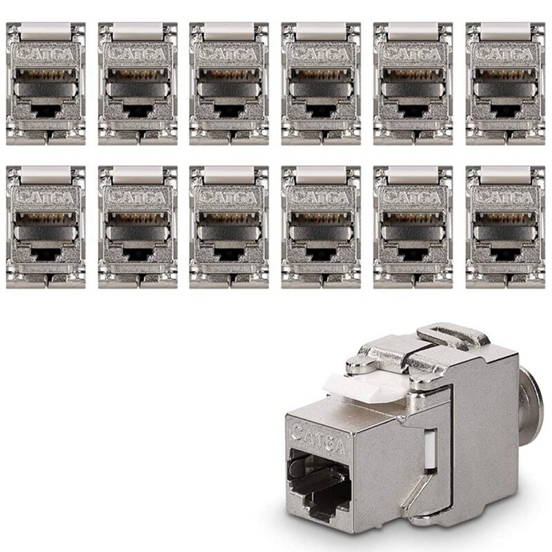 Conector Keystone blindado, módulo Ethernet, CAT6A, RJ45, Cat 6A, 10 Gbit, carcasa de Metal, 24 piezas