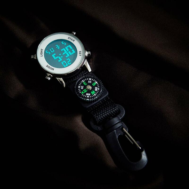 Pocket Watch Quartz Movement Waterproof Digital Round Dial Sports Hiking Carabiner Pocket Watch Vintage Clock Gift