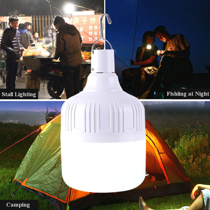 Luci di emergenza a LED ricaricabili USB lampadina da esterno lampada da tenda portatile lanterna a batteria luce da campeggio per barbecue per Patio portico giardino