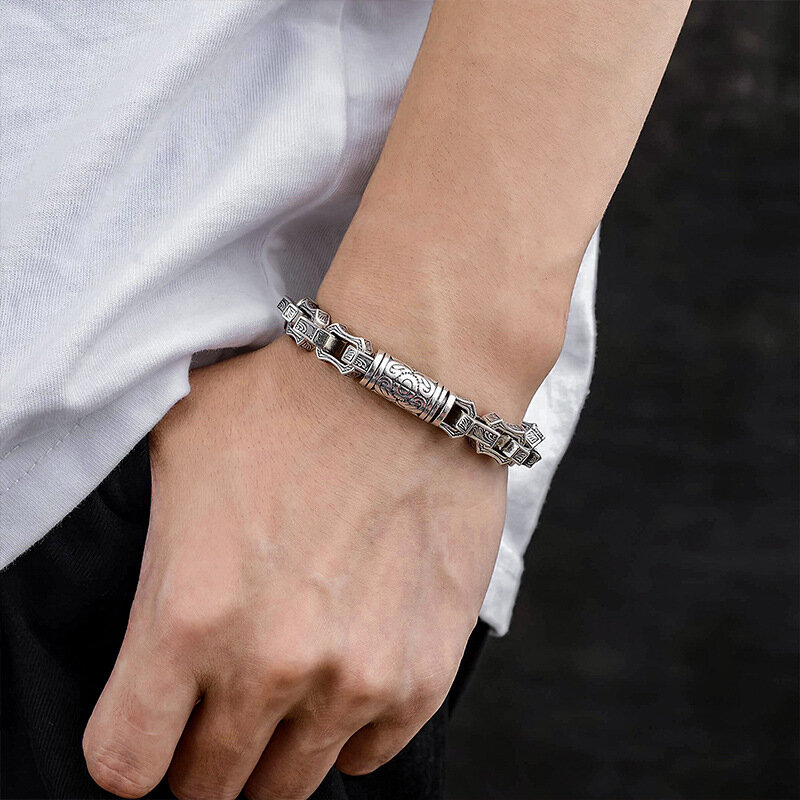 Bracelet à motif d'ange en rotin S925 pour hommes et femmes, design créatif, personnalisé, rétro, bracelets faits à la main, bijoux à la mode