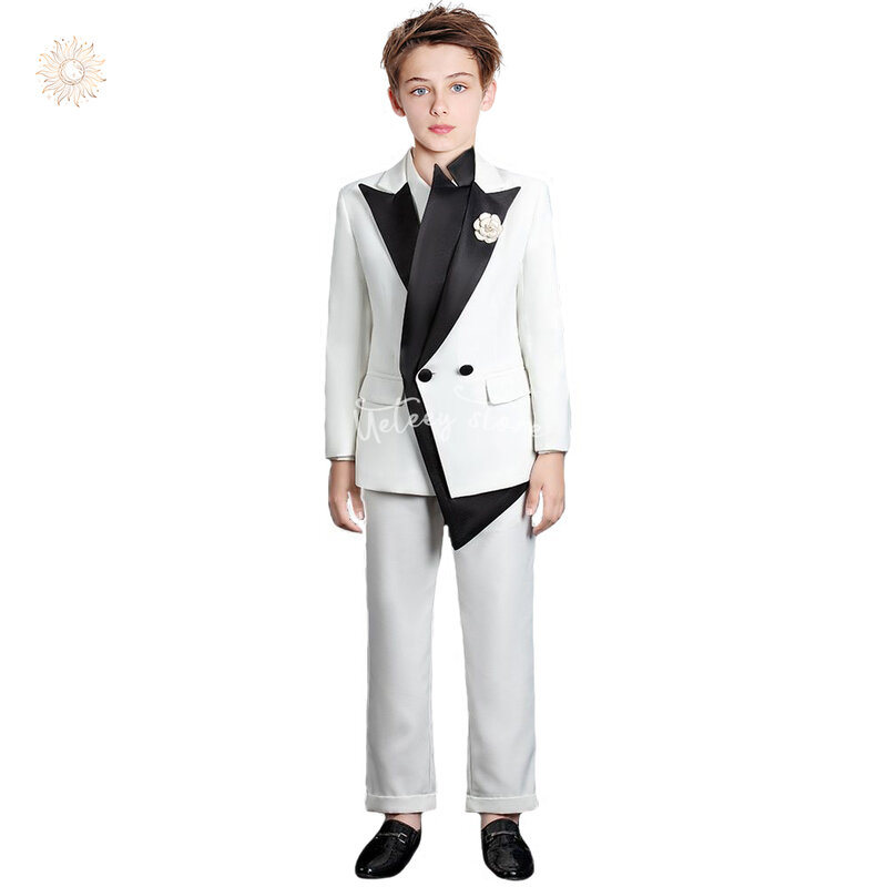 Boys 2024 Suit Slim Fit 2-Piece Formal Set Tuxedo Blazer Jacket and Pants for Kids Prom Wedding Party
