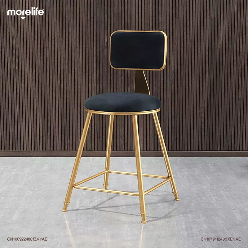 Nordic złota noga aksamitna tkanina krzesła barowe minimalistyczny nowoczesny stołek na ladę restauracja wyspa stół oparcie krzesło z wysokimi nogami