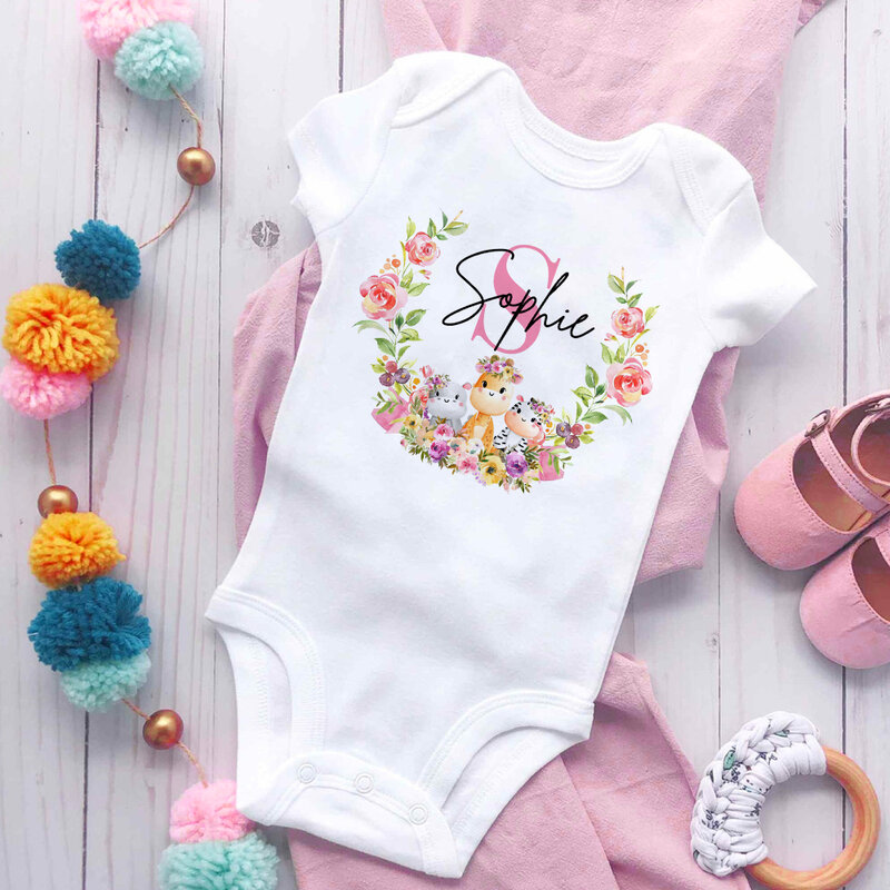 Personal isierte Baby Overall benutzer definierte Name Neugeborenen Stram pler für Mädchen niedlichen Tier gedruckt Outfit Baby Mädchen Kleidung Baby Dusche Geschenk